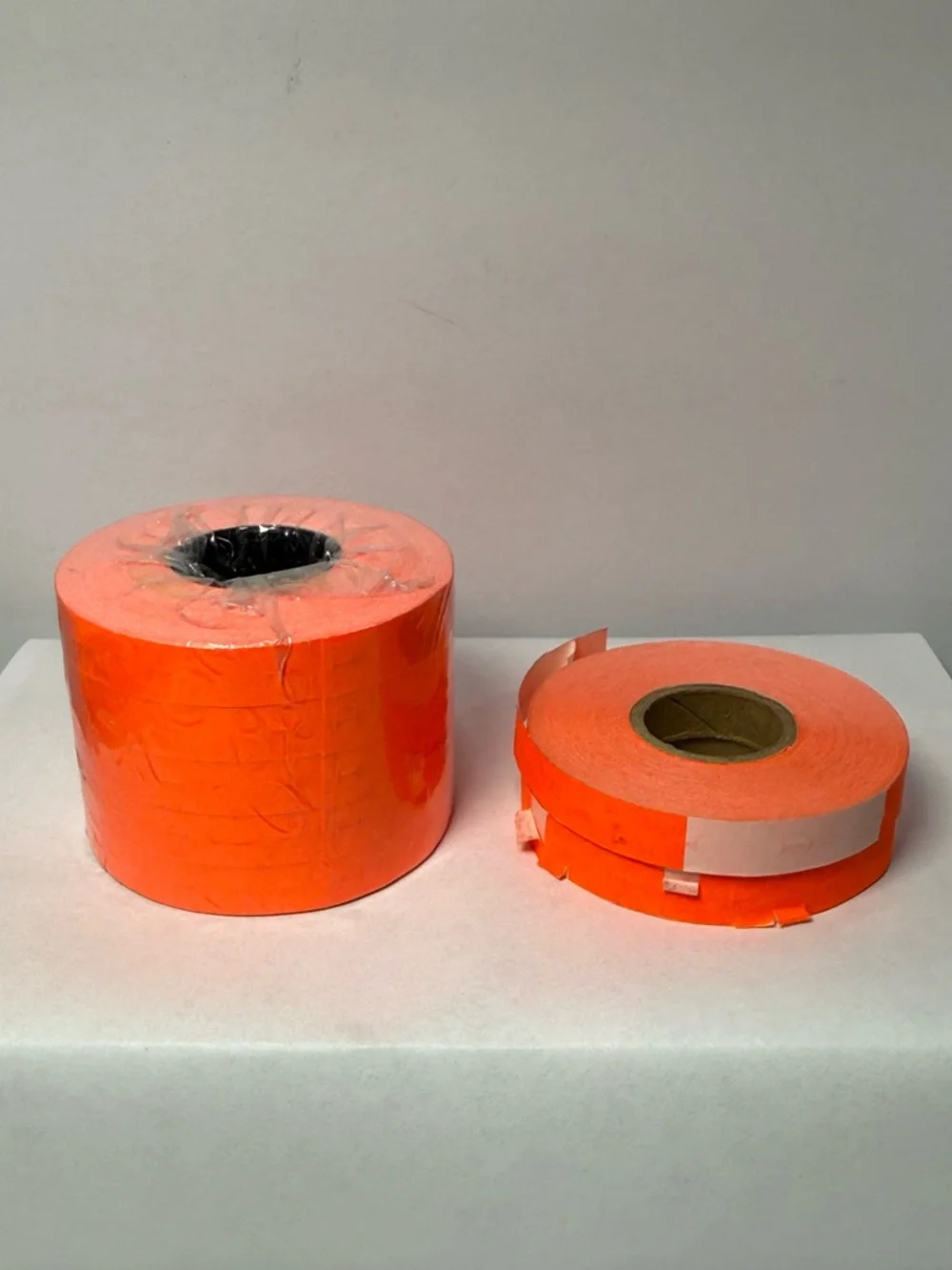Vtg Fluorescent Orange Price Gun Labels Retail Markdowns Stickers Lot of 7 Rolls